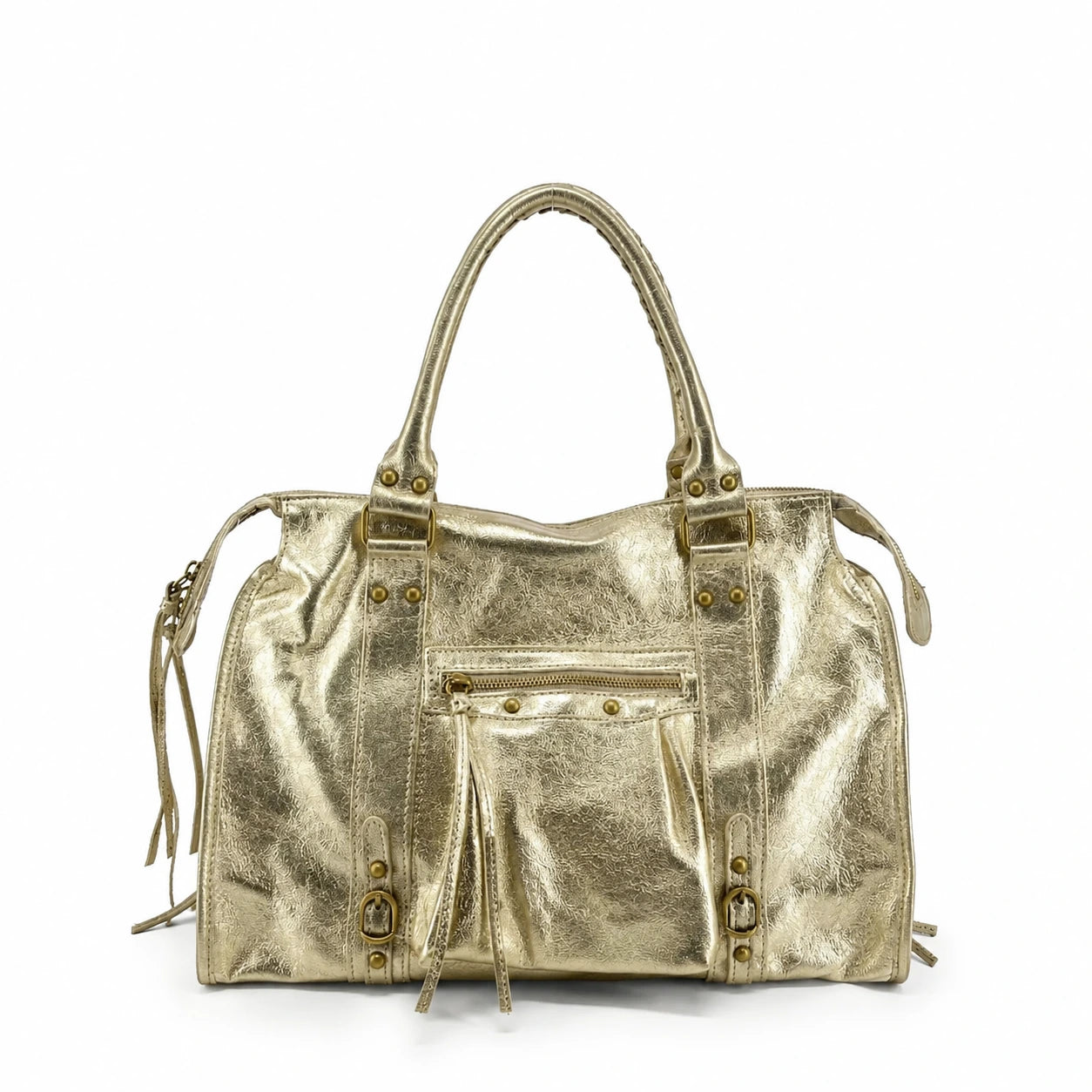 Bolsa main cuero irismi SANDSTORM gold