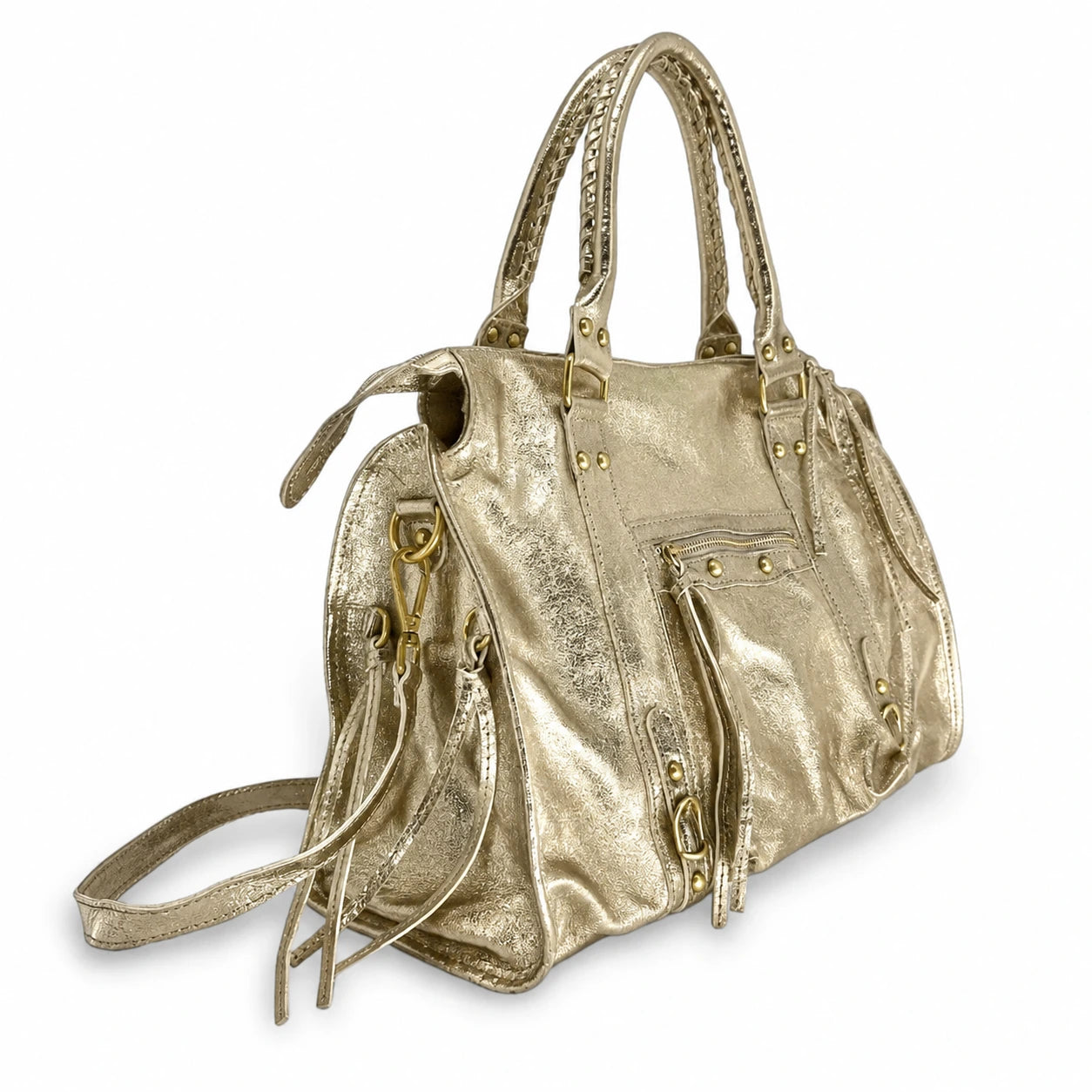 Bolsa main cuero irismi SANDSTORM gold
