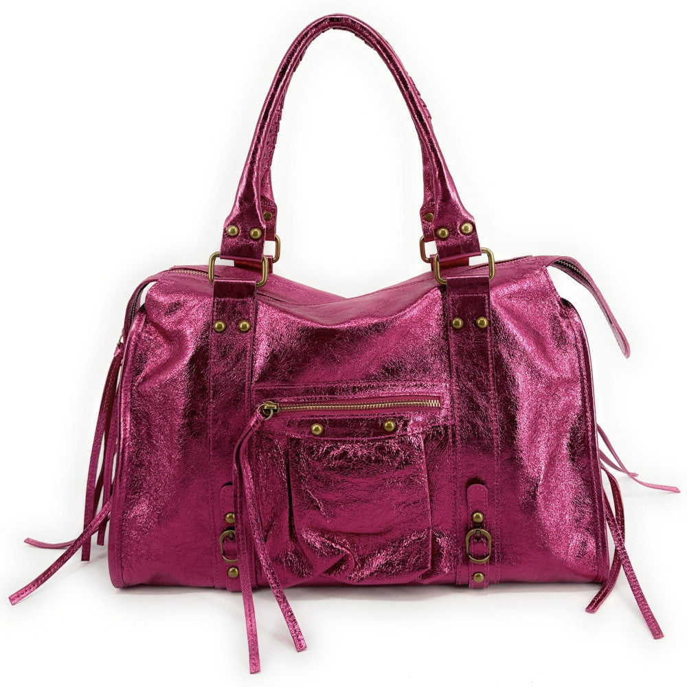 Sac à main en cuir irisé SANDSTORM Fuchsia irisé