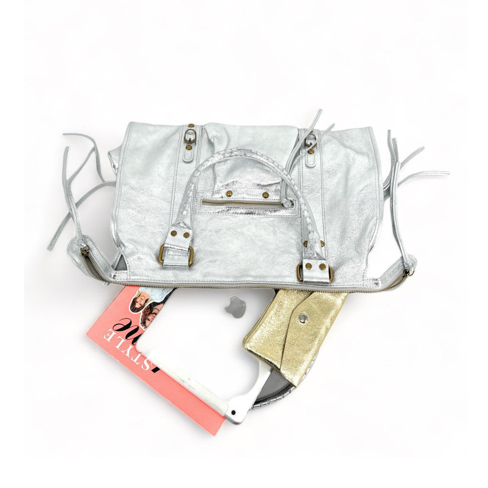 Sac à main en cuir irisé SANDSTORM Argent clair