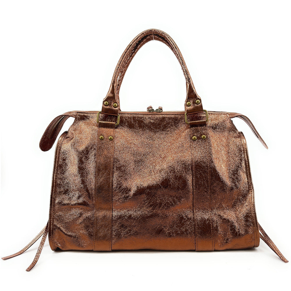 Sac à main en cuir irisé SANDSTORM Bronze