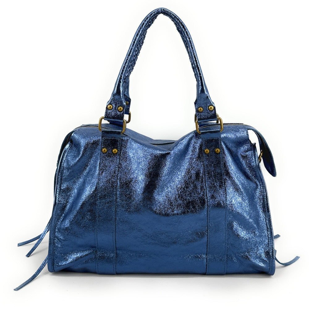 Sac à main en cuir irisé SANDSTORM Bleu cobalt