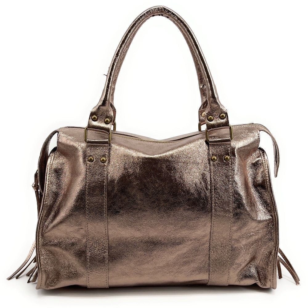 Sac à main en cuir irisé SANDSTORM Champagne irisé