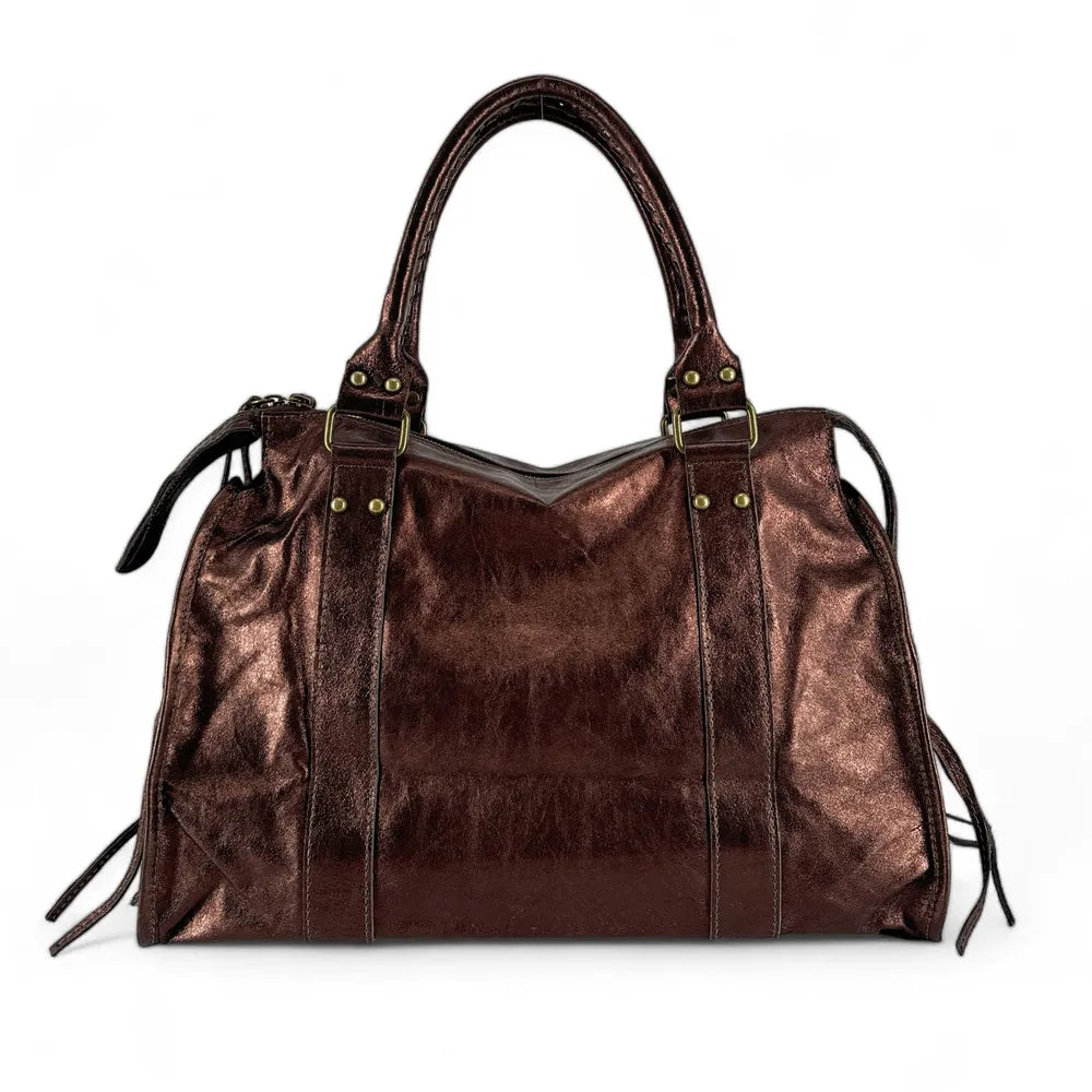 Sac à main en cuir irisé SANDSTORM Chocolat irisé