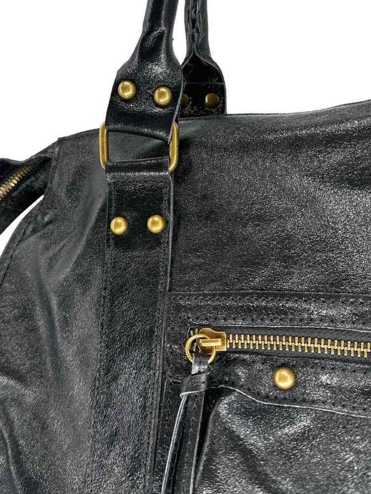 Sac à main en cuir irisé SANDSTORM Noir glossy