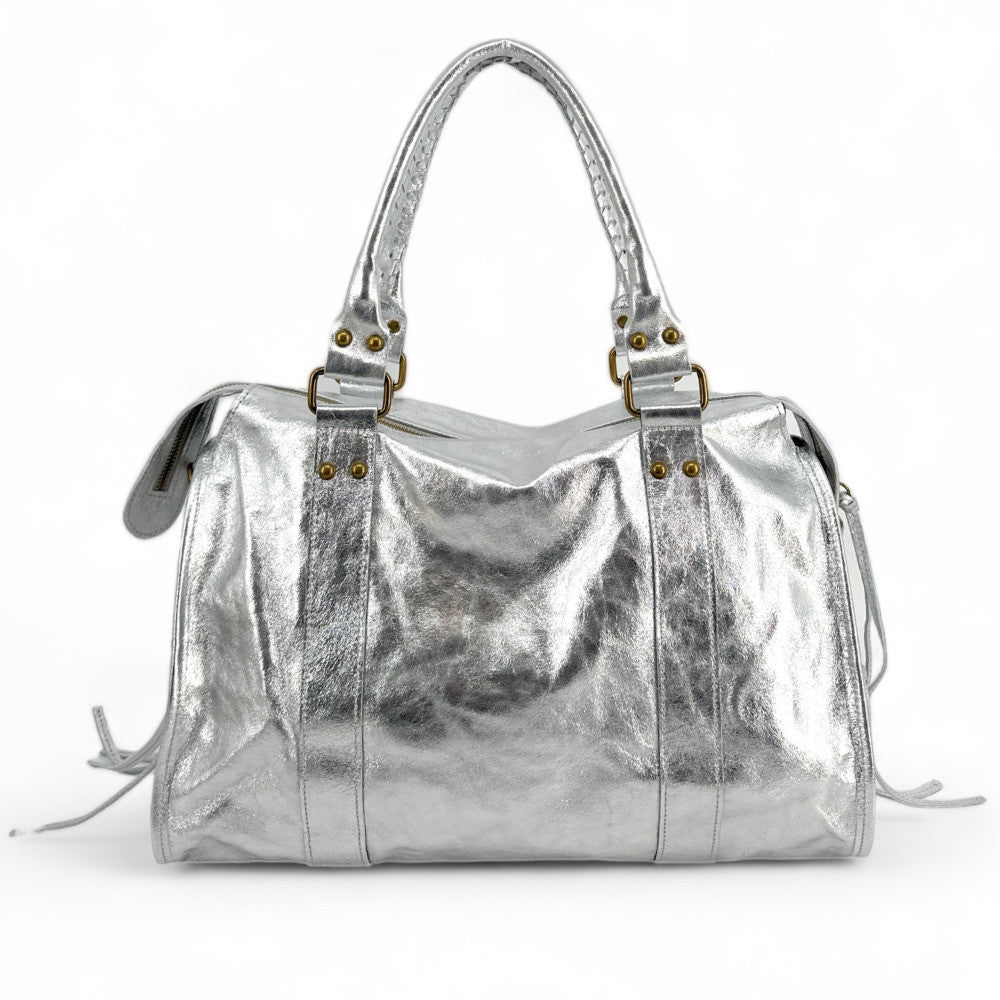 Sac à main en cuir irisé SANDSTORM Argent clair