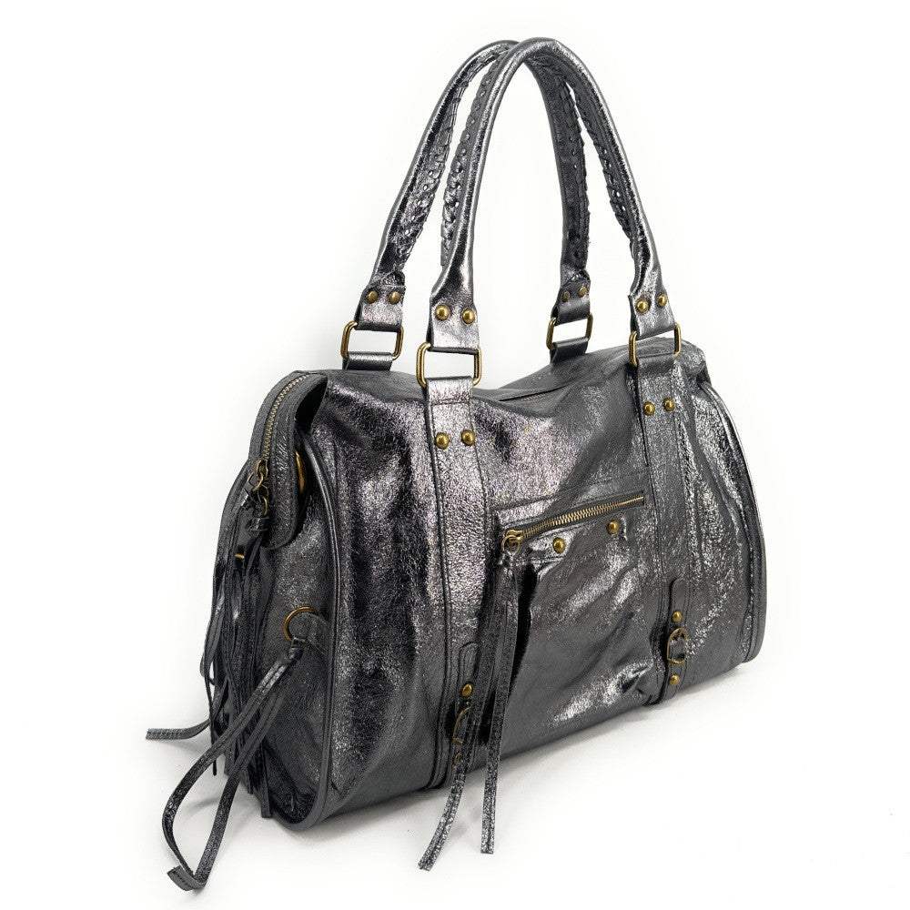 Sac à main en cuir irisé SANDSTORM Argent foncé