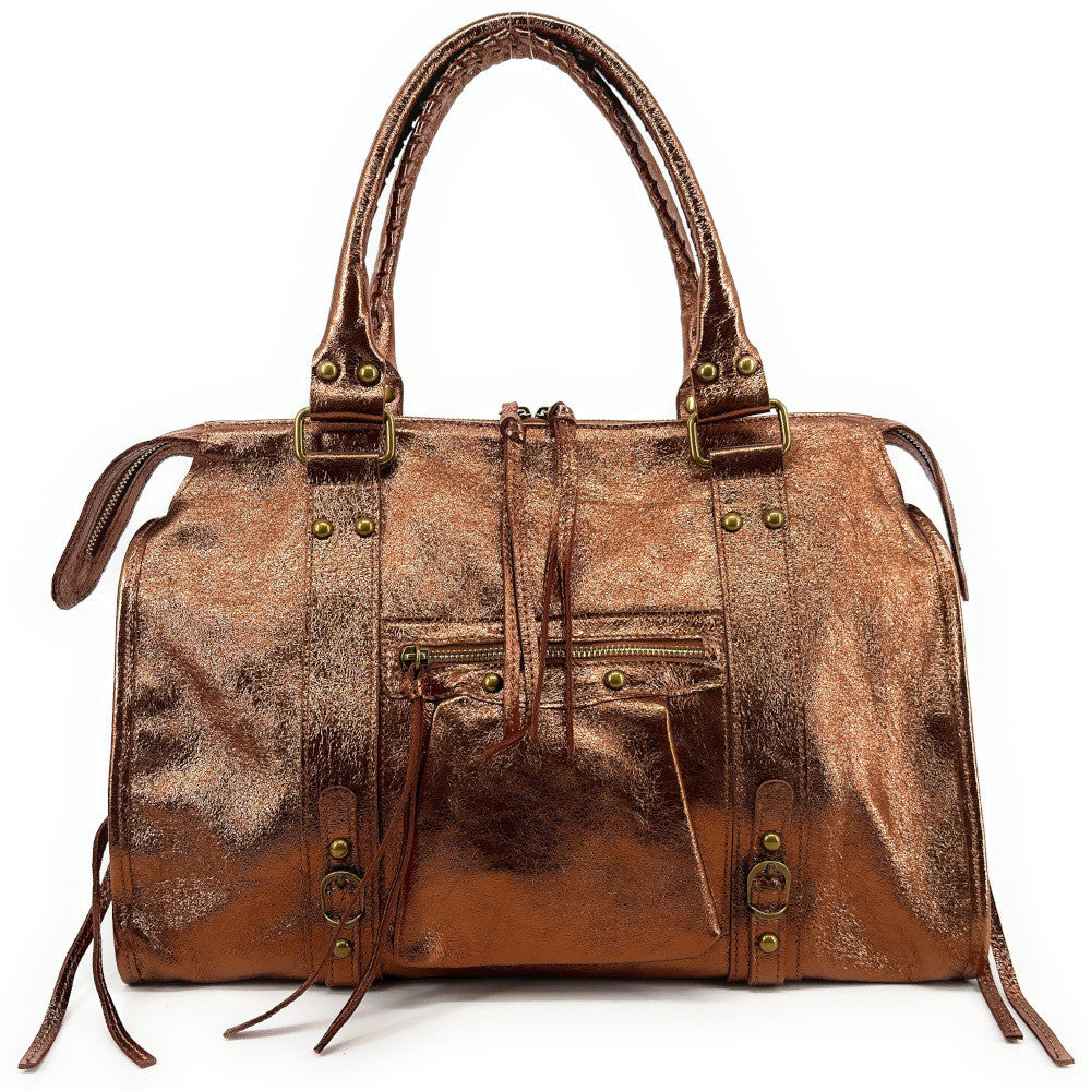 Sac à main en cuir irisé SANDSTORM Bronze