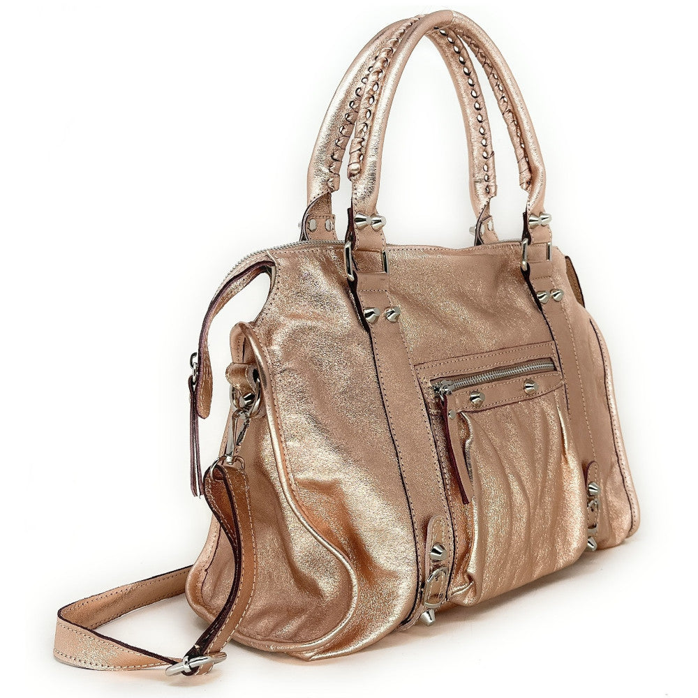 Sac à main en cuir irisé SANDSTORM Rose gold