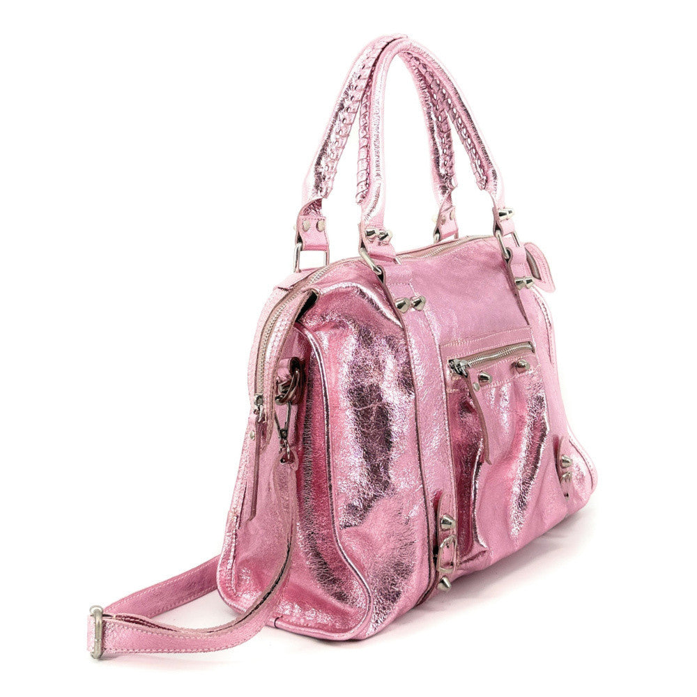 Sac à main en cuir irisé SANDSTORM Rose pâle irisé