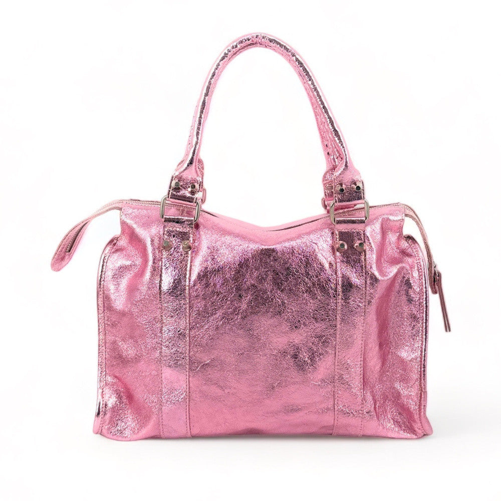 Sac à main en cuir irisé SANDSTORM Rose pâle irisé