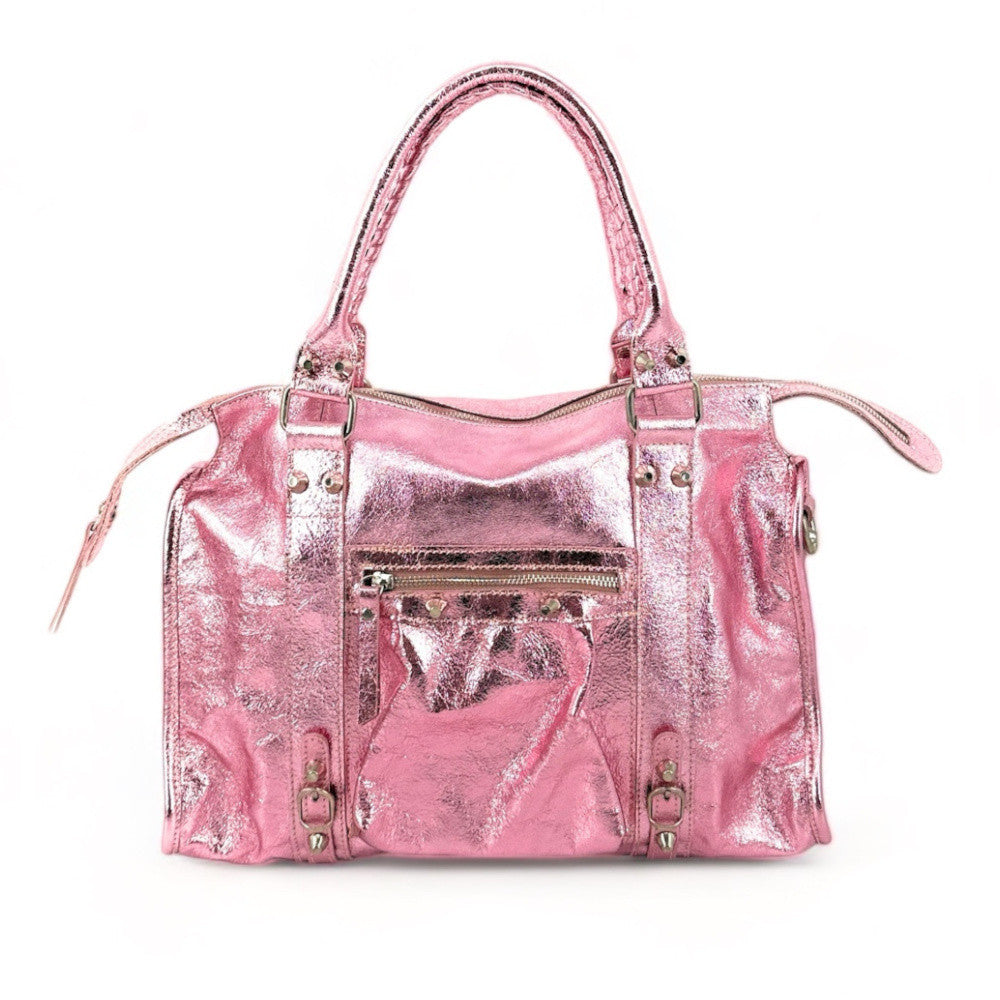 Sac à main en cuir irisé SANDSTORM Rose pâle irisé