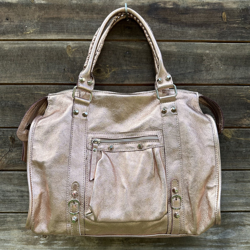 Sac à main en cuir irisé SANDSTORM Rose gold