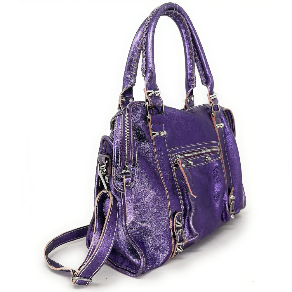 Sac à main en cuir irisé SANDSTORM Améthyste