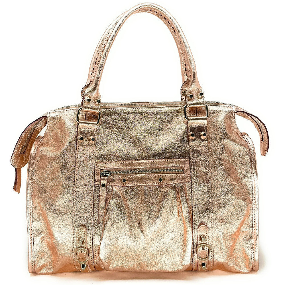 Sac à main en cuir irisé SANDSTORM Rose gold