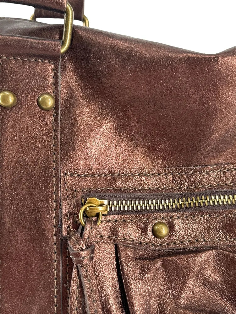 Sac à main en cuir irisé SANDSTORM Chocolat irisé
