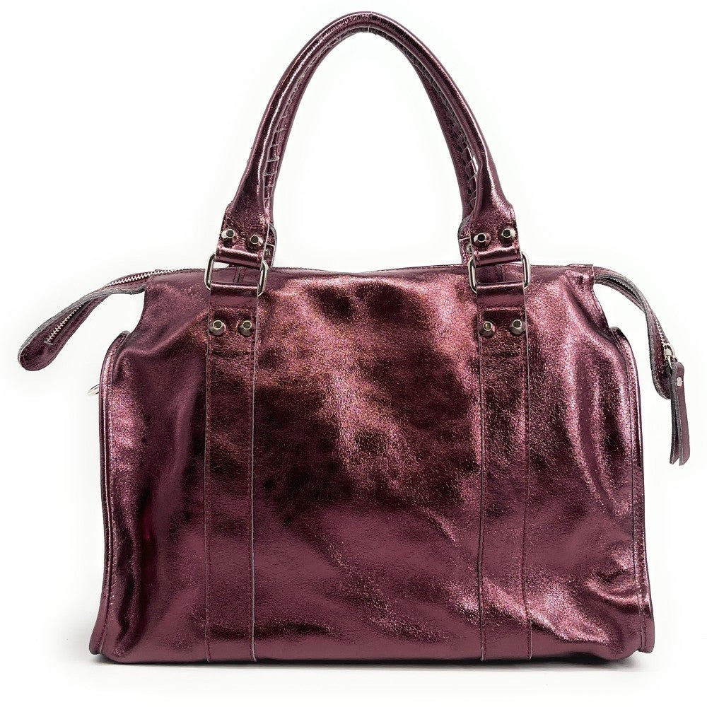Sac à main en cuir irisé SANDSTORM Framboise irisé