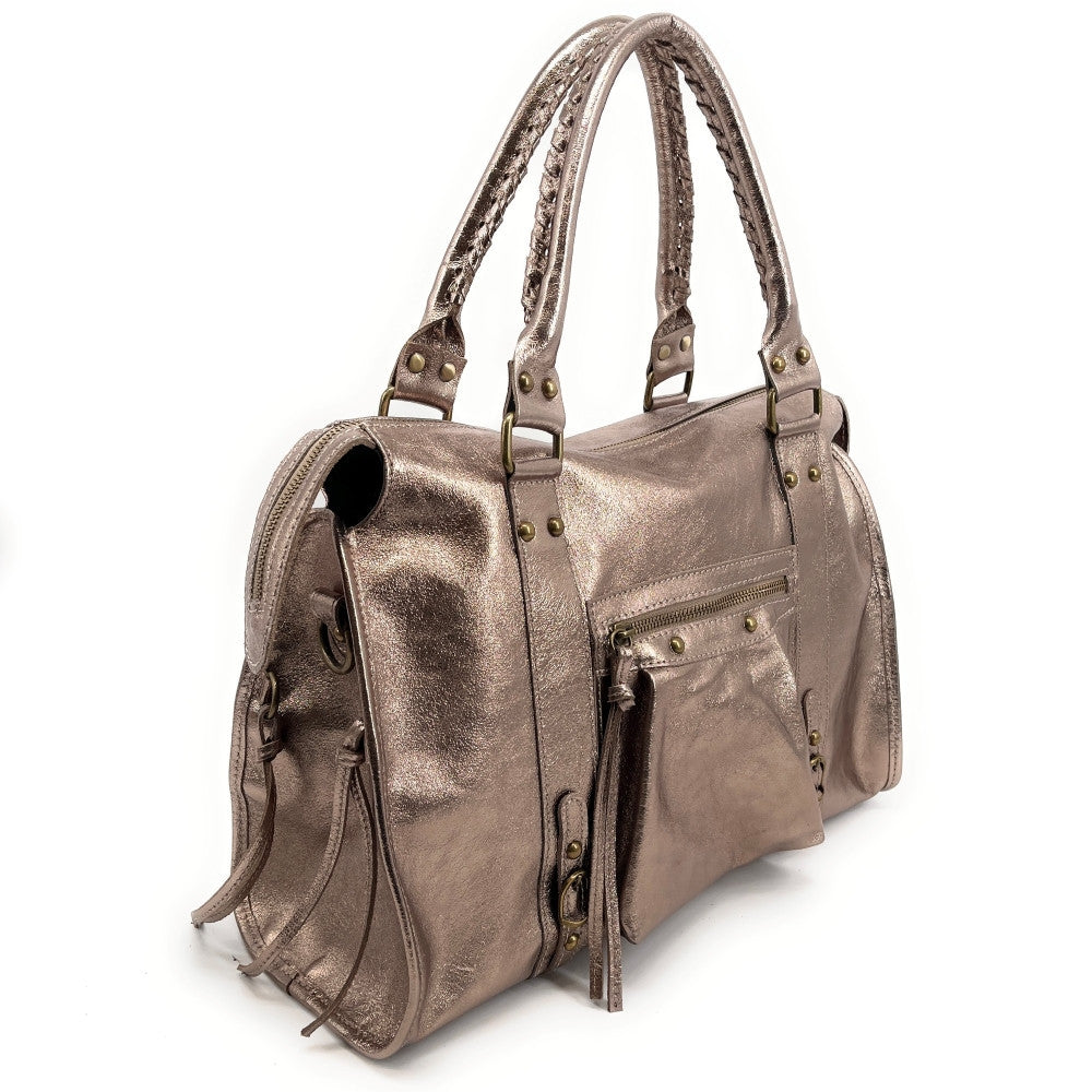 Sac à main en cuir irisé SANDSTORM Champagne irisé