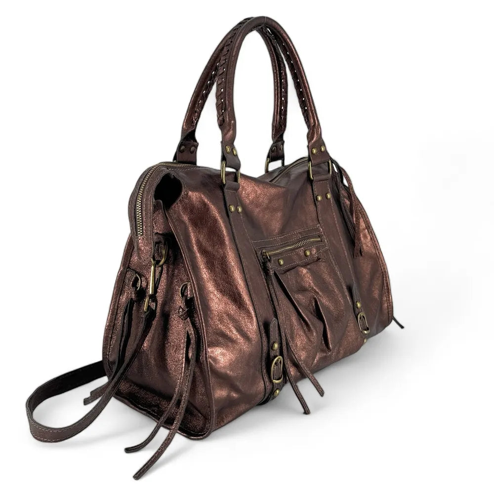 Sac à main en cuir irisé SANDSTORM Chocolat irisé
