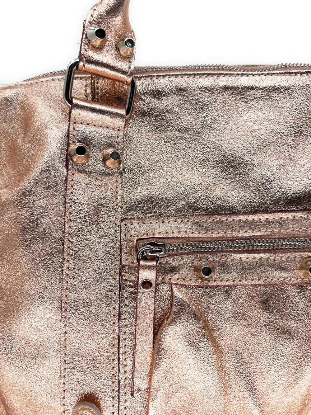 Sac à main en cuir irisé SANDSTORM Rose gold