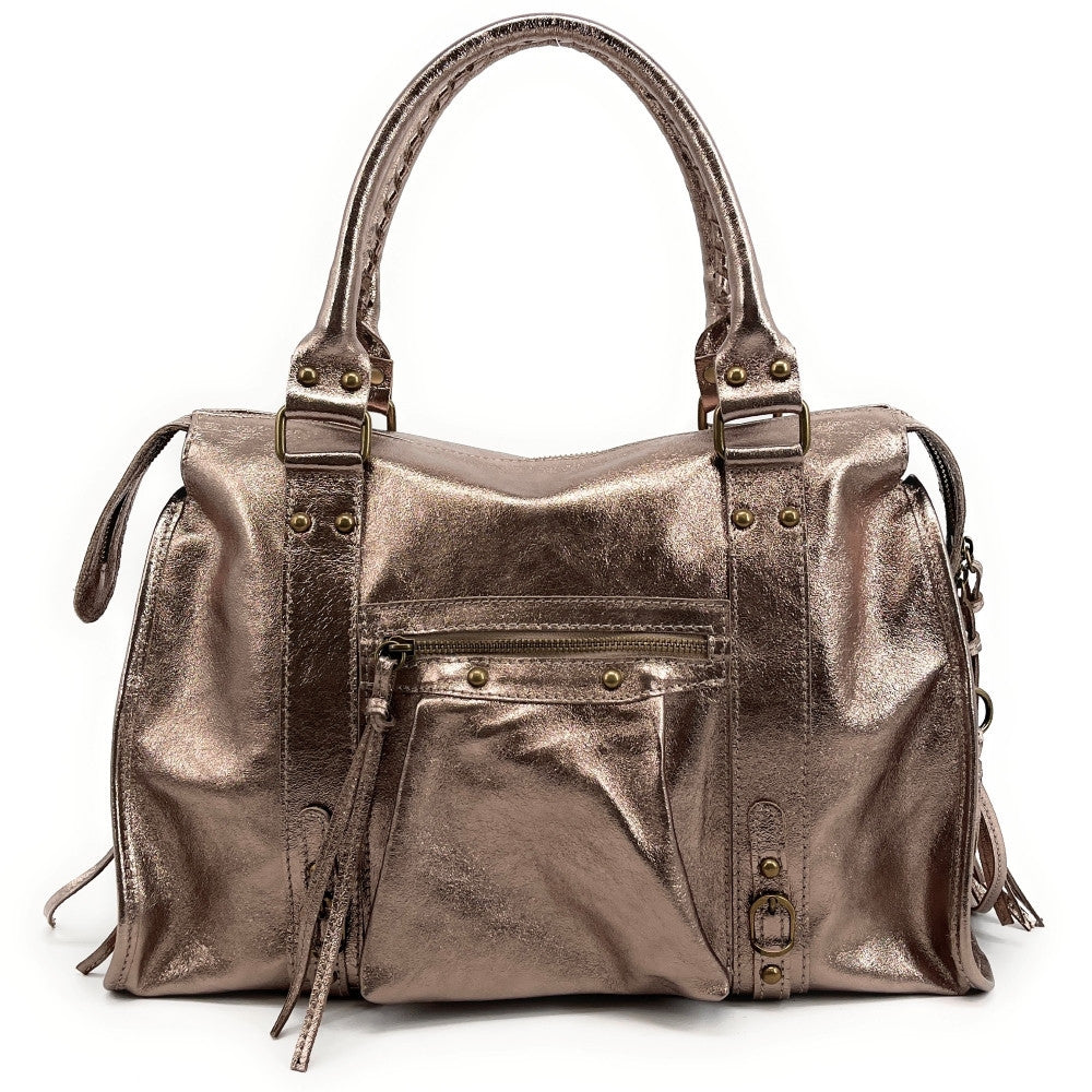 Sac à main en cuir irisé SANDSTORM Champagne irisé