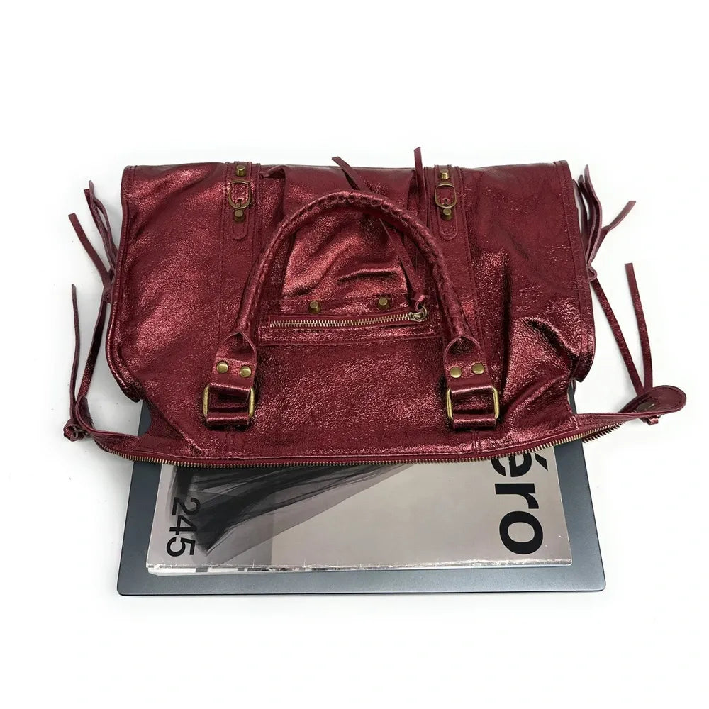 Sac à main en cuir irisé SANDSTORM Bordeaux irisé