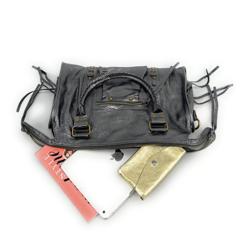 Sac à main en cuir irisé SANDSTORM Argent foncé