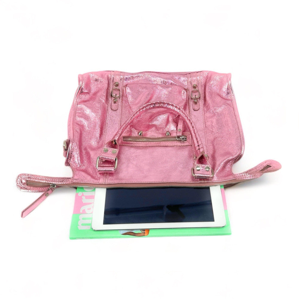 Sac à main en cuir irisé SANDSTORM Rose pâle irisé