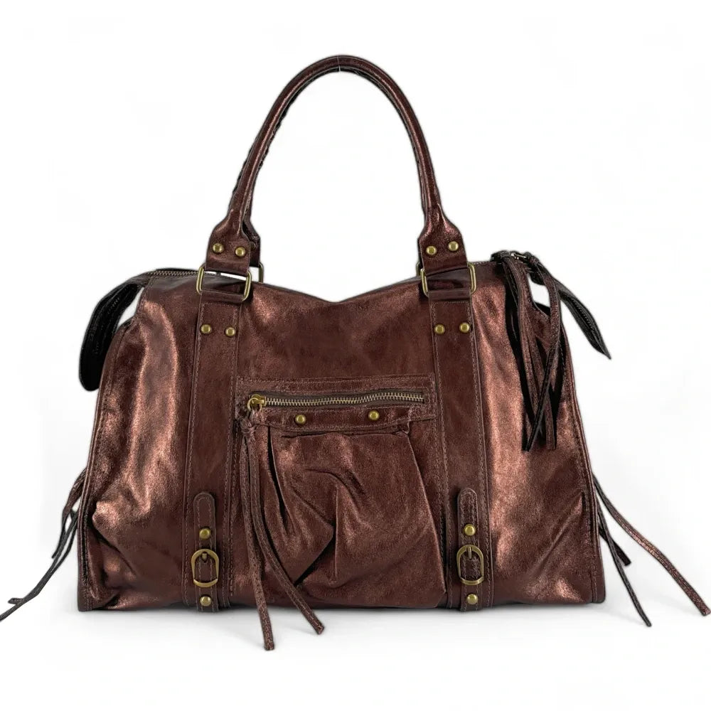 Sac à main en cuir irisé SANDSTORM Chocolat irisé