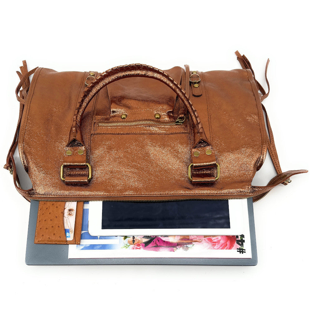 Sac à main en cuir irisé SANDSTORM Bronze