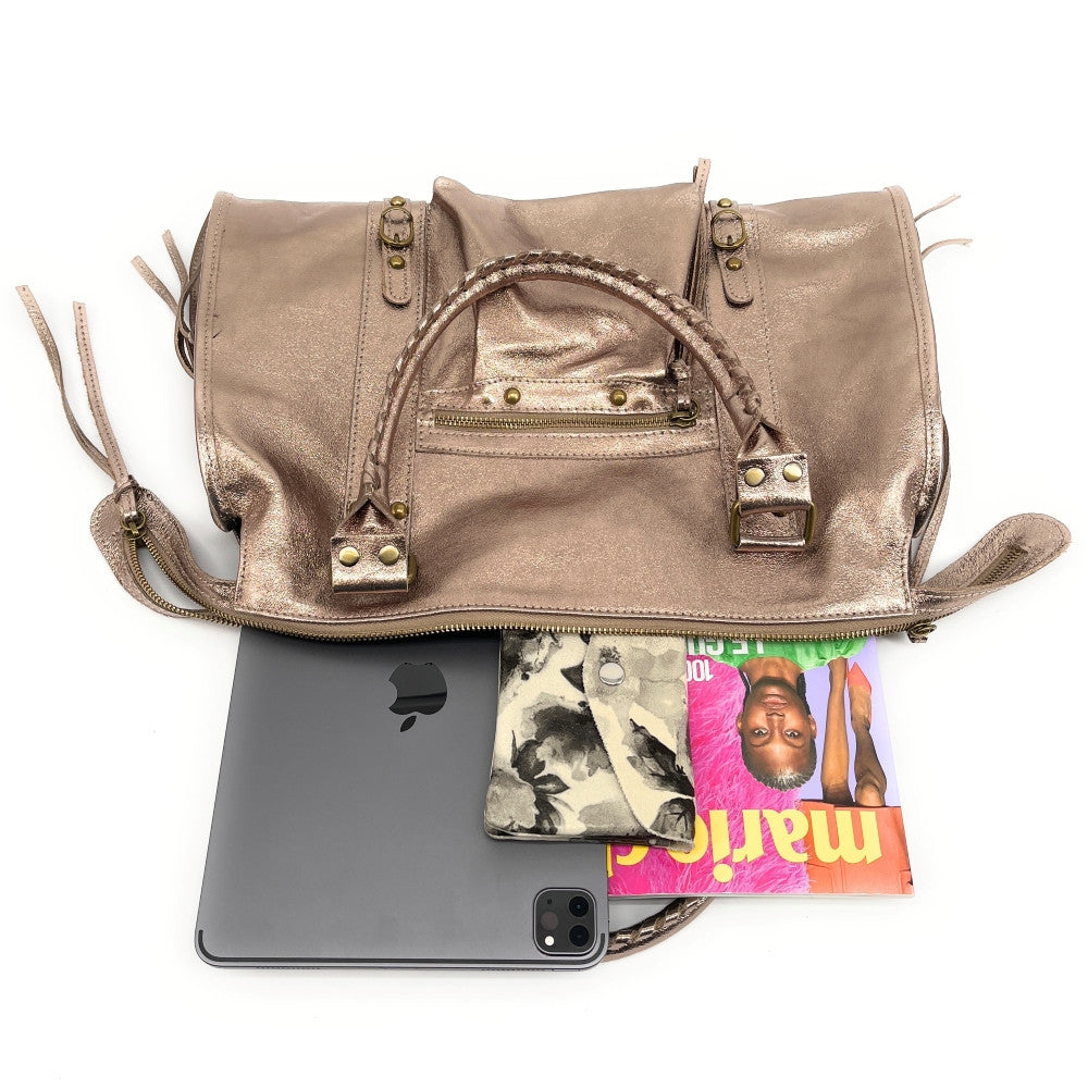 Sac à main en cuir irisé SANDSTORM Champagne irisé