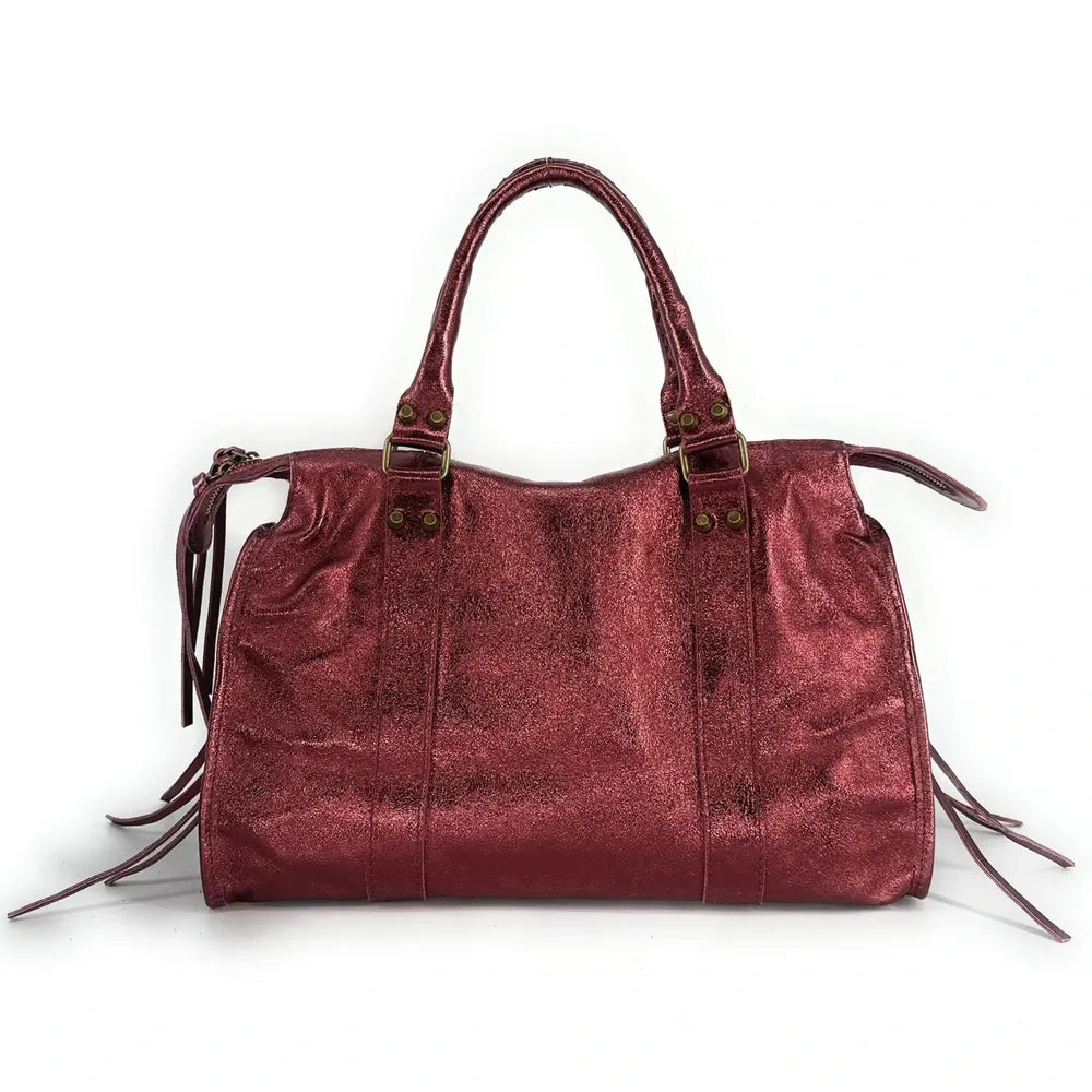 Sac à main en cuir irisé SANDSTORM Bordeaux irisé
