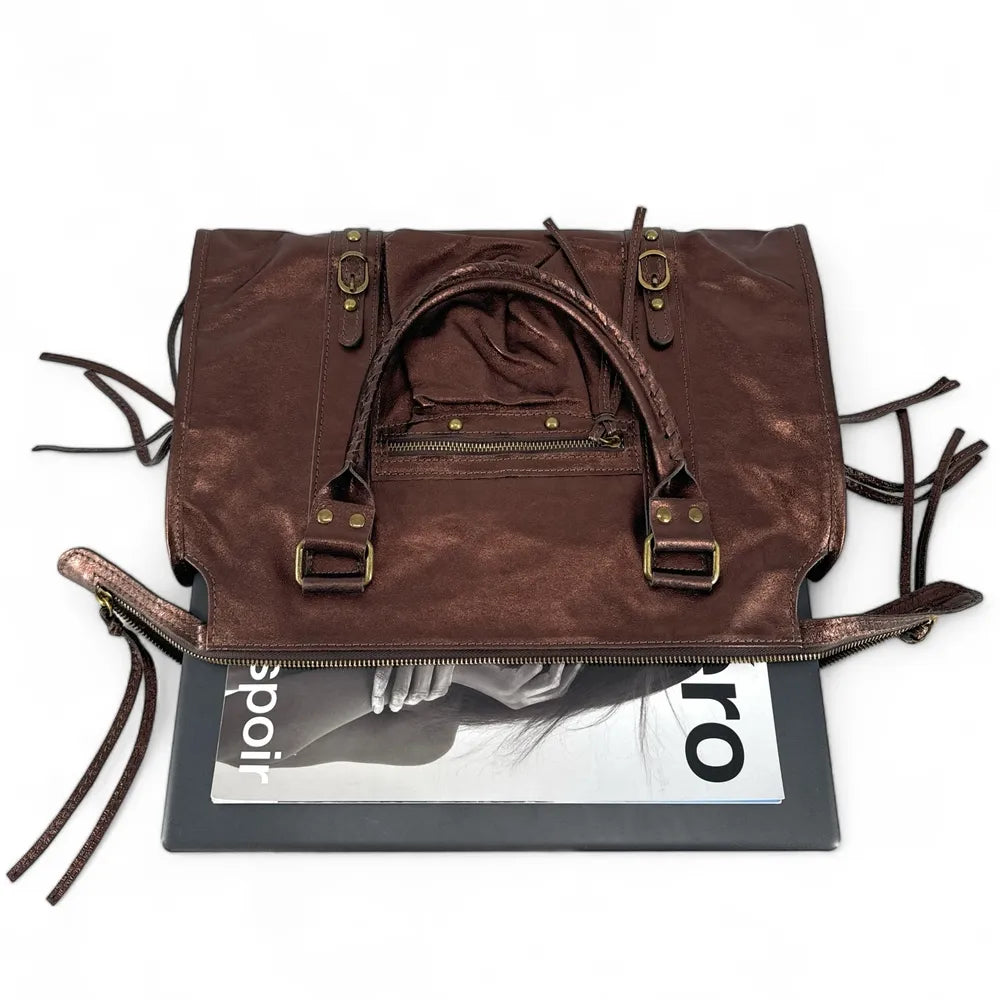 Sac à main en cuir irisé SANDSTORM Chocolat irisé