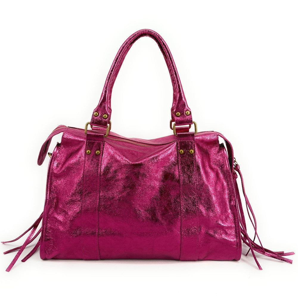 Sac à main en cuir irisé SANDSTORM Fuchsia irisé