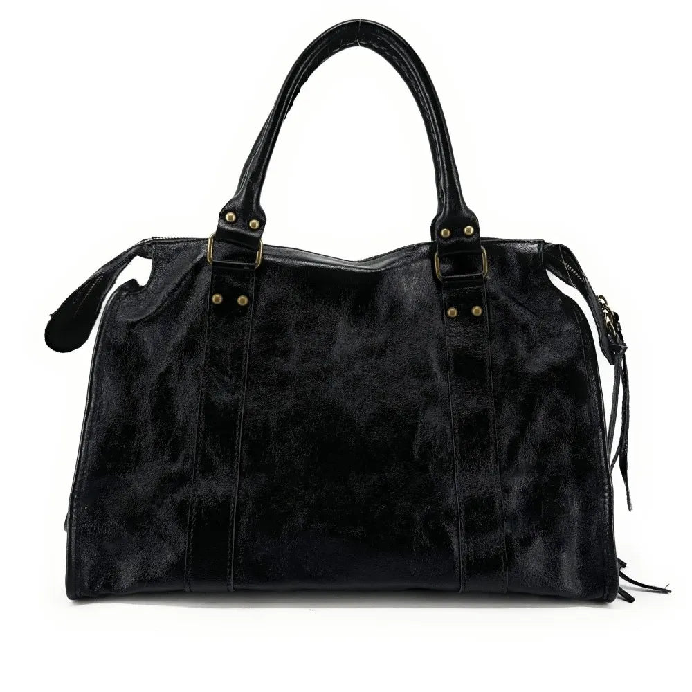 Sac à main en cuir irisé SANDSTORM Noir glossy