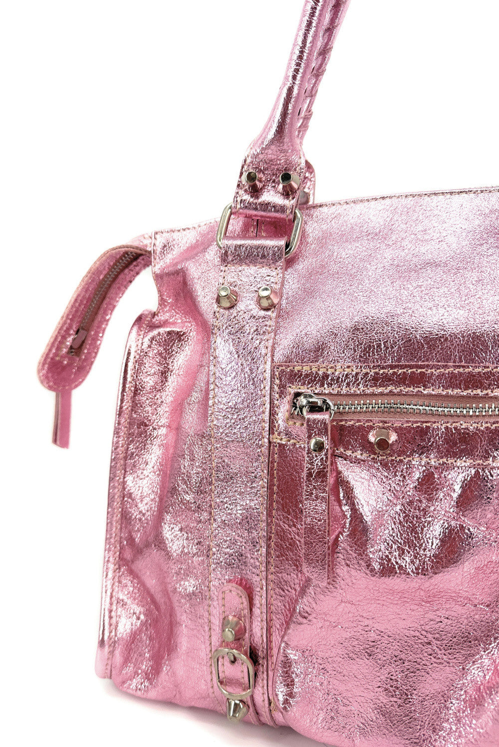 Sac à main en cuir irisé SANDSTORM Rose pâle irisé