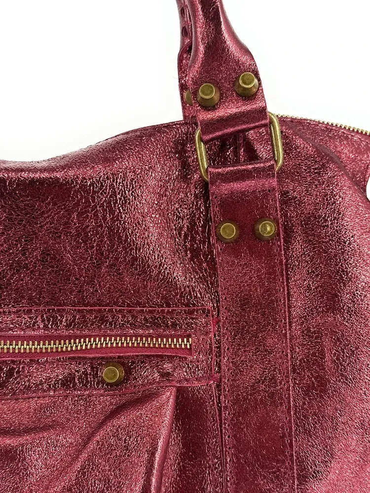 Sac à main en cuir irisé SANDSTORM Bordeaux irisé