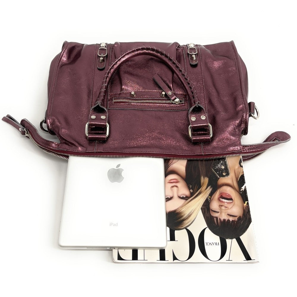 Sac à main en cuir irisé SANDSTORM Framboise irisé
