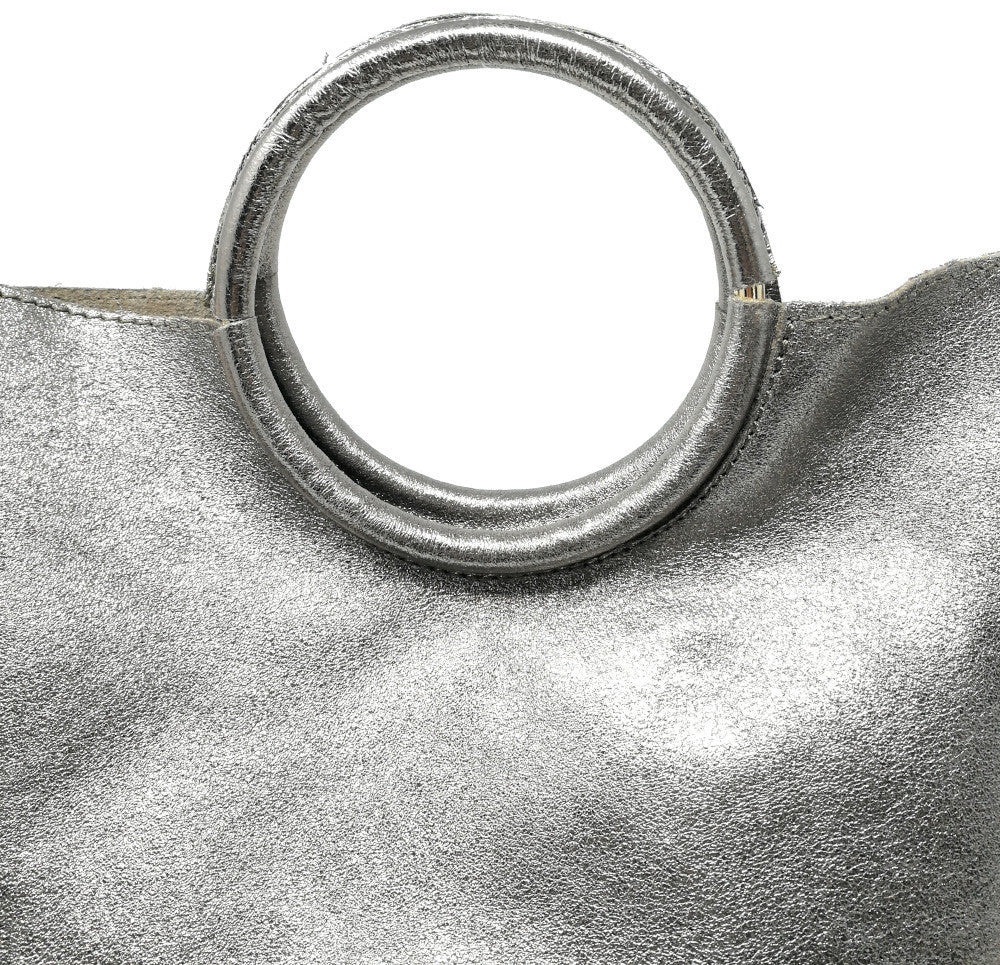Sac à main en cuir irisé DAM DAM Argent foncé