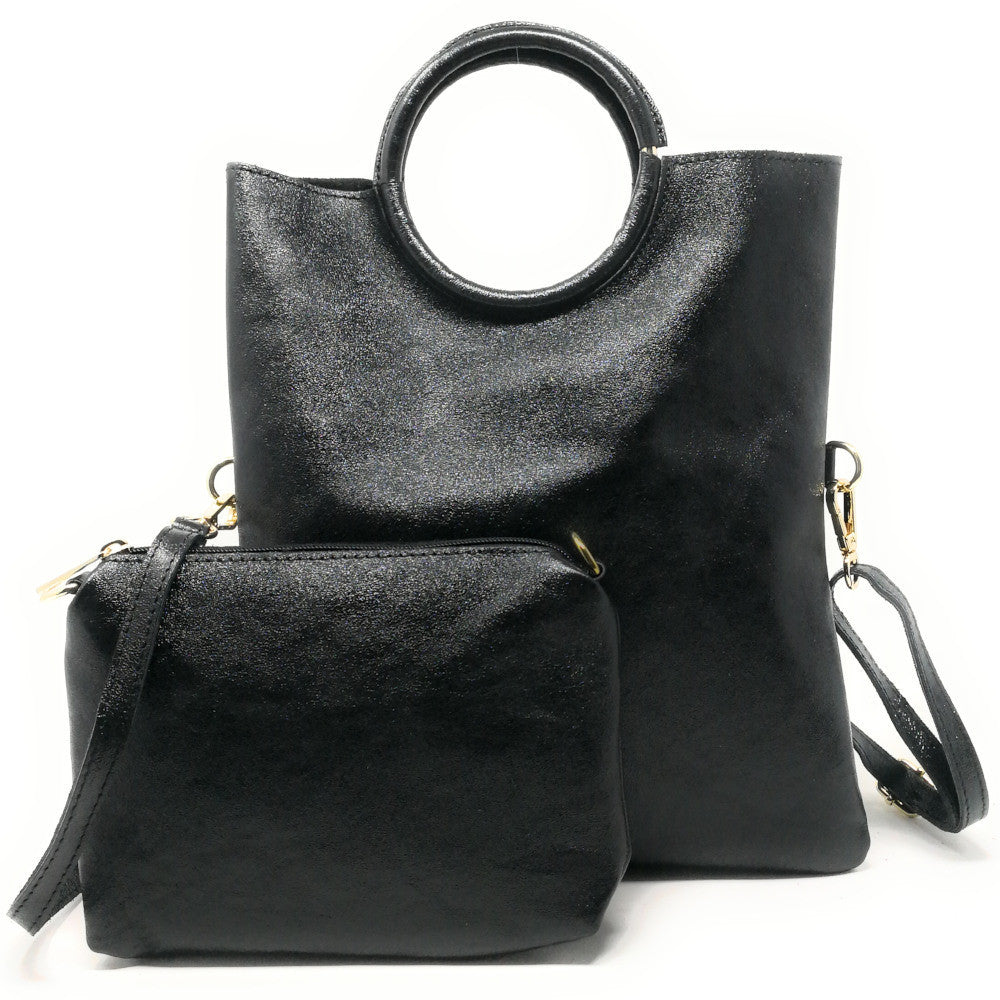 Sac à main en cuir irisé DAM DAM Noir irisé