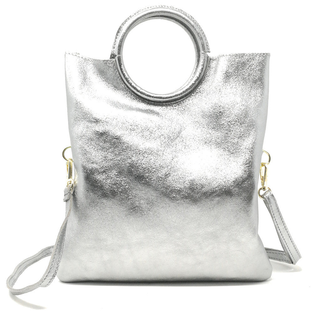 Sac à main en cuir irisé DAM DAM Argent clair