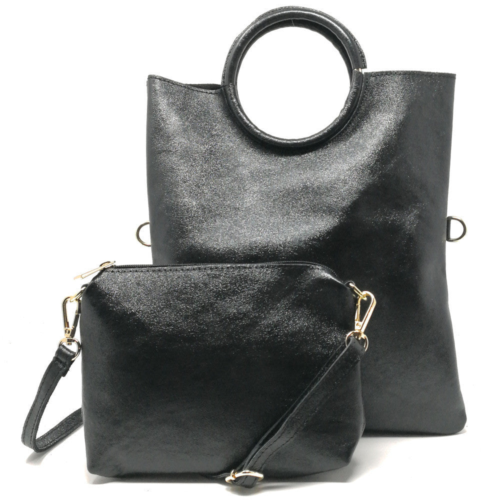 Sac à main en cuir irisé DAM DAM Noir irisé