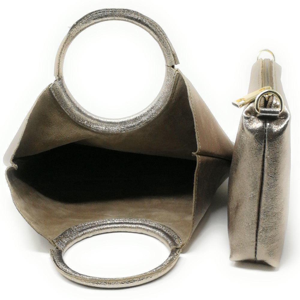 Sac à main en cuir irisé DAM DAM Champagne irisé