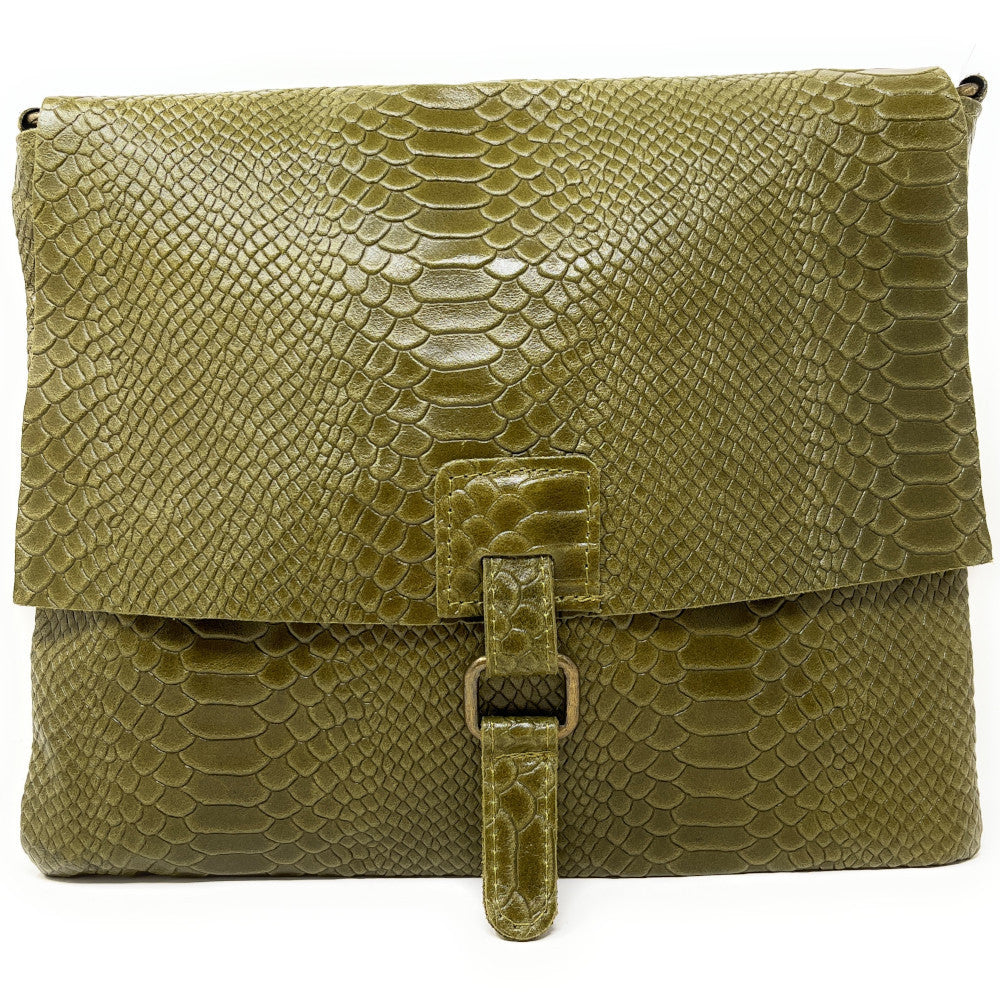 Sac à main en cuir italien façon serpent COQUETTE E.L. Kaki