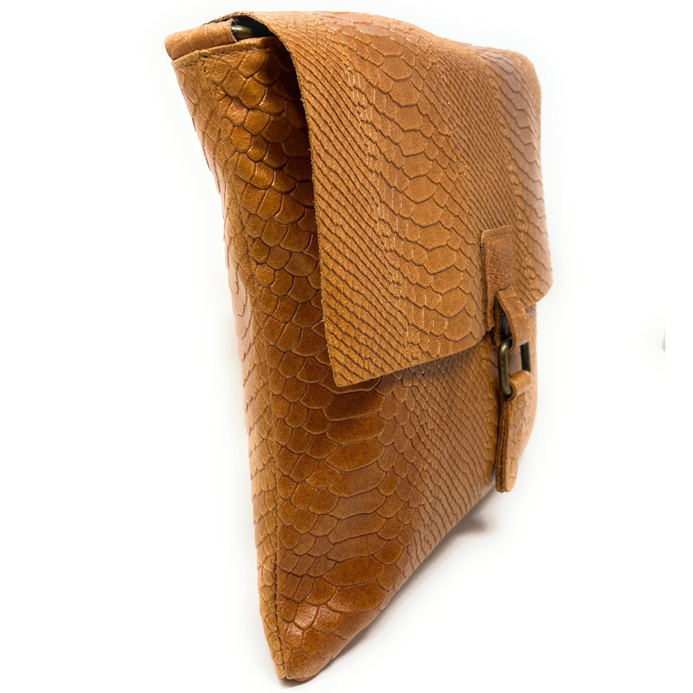 Sac à main en cuir italien façon serpent COQUETTE E.L. Camel