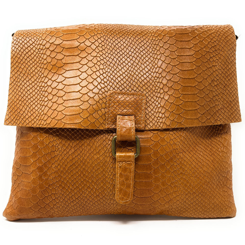 Sac à main en cuir italien façon serpent COQUETTE E.L. Camel