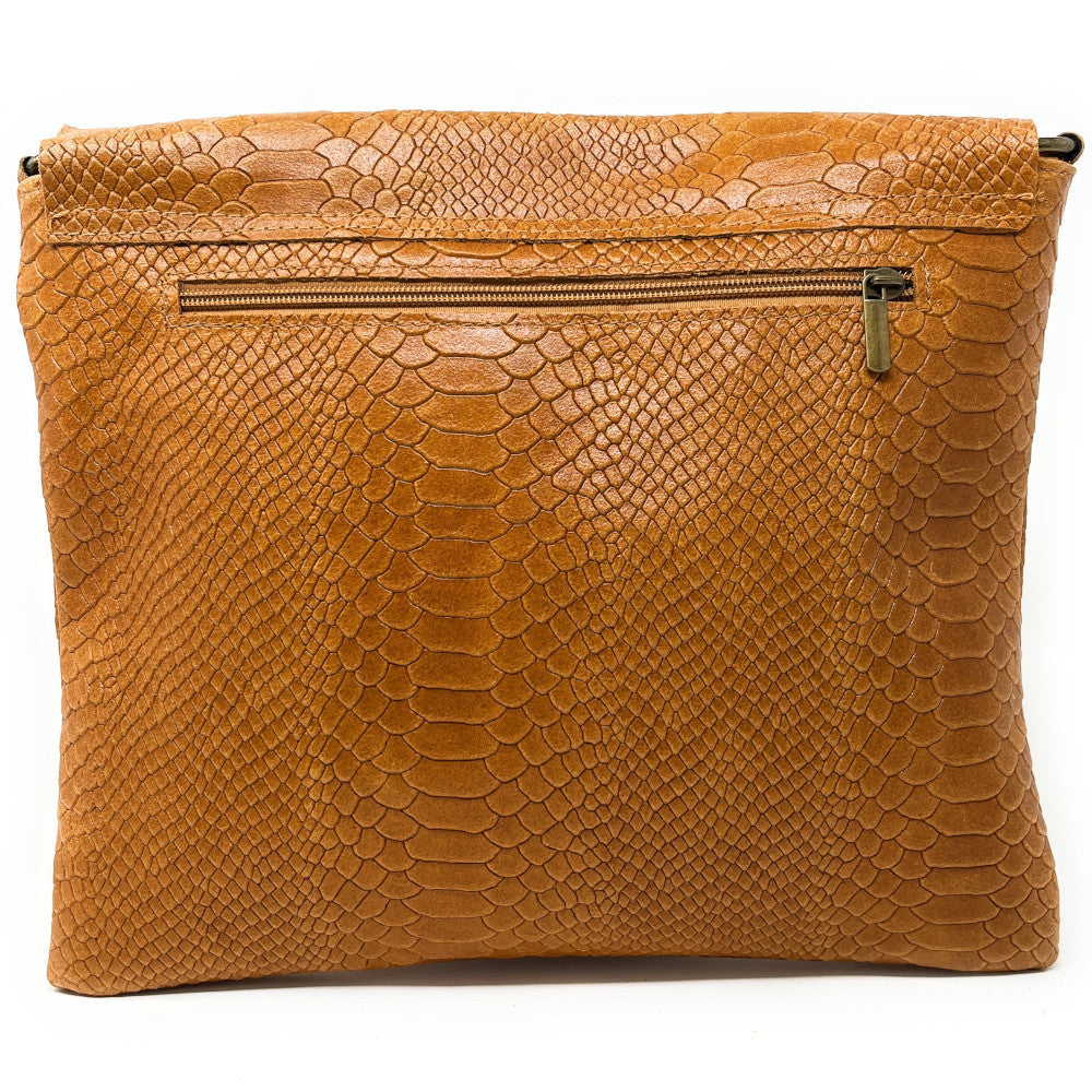 Sac à main en cuir italien façon serpent COQUETTE E.L. Camel
