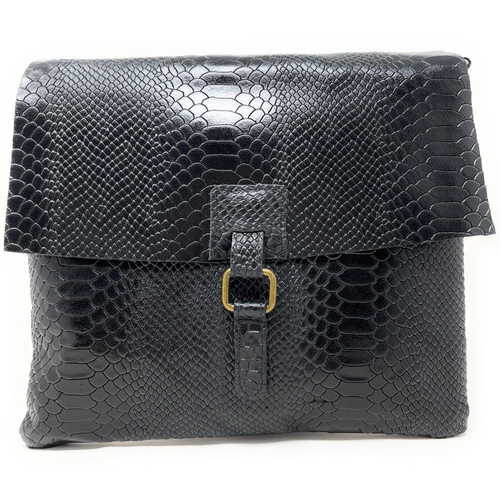 Sac à main en cuir italien façon serpent COQUETTE E.L. Noir