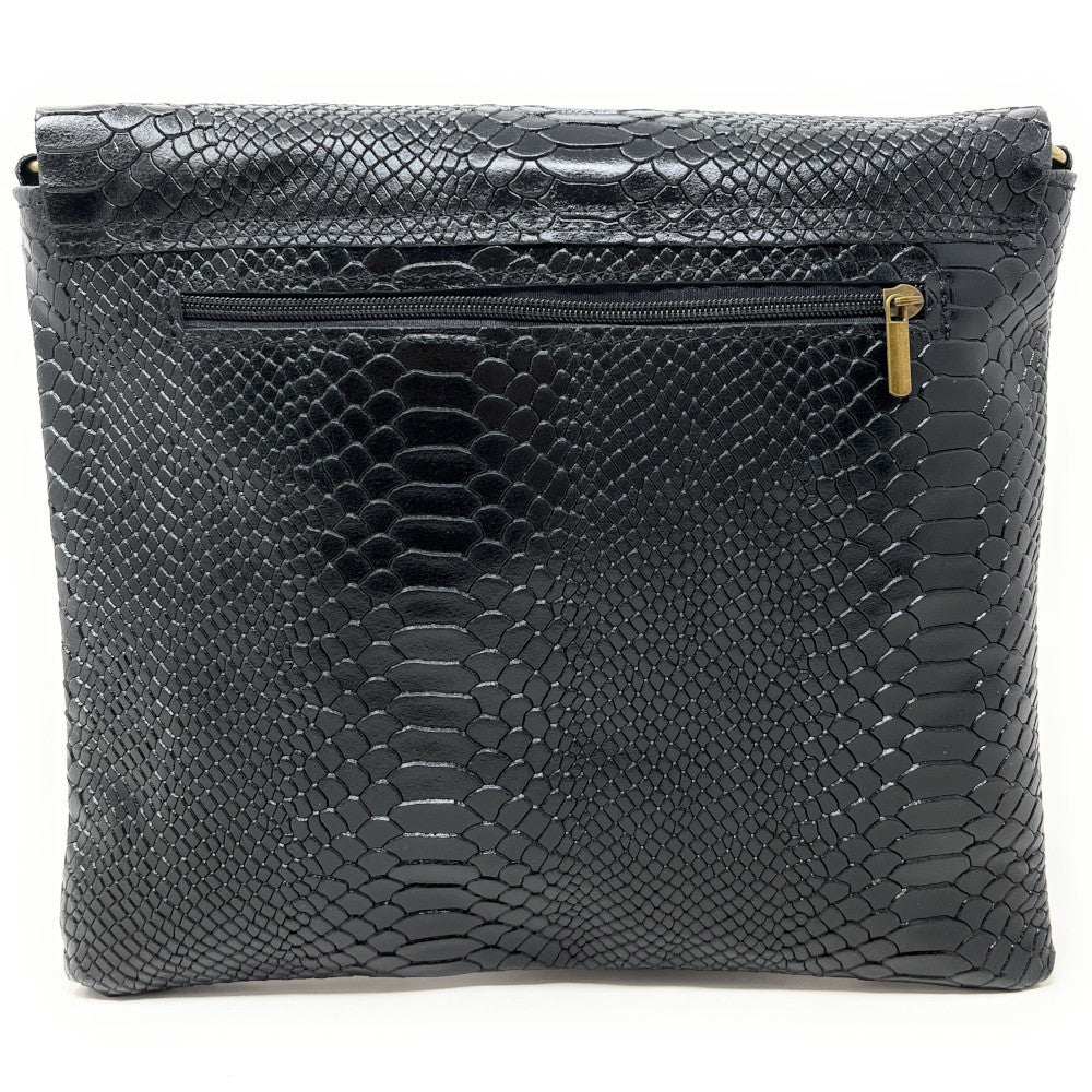Sac à main en cuir italien façon serpent COQUETTE E.L. Noir