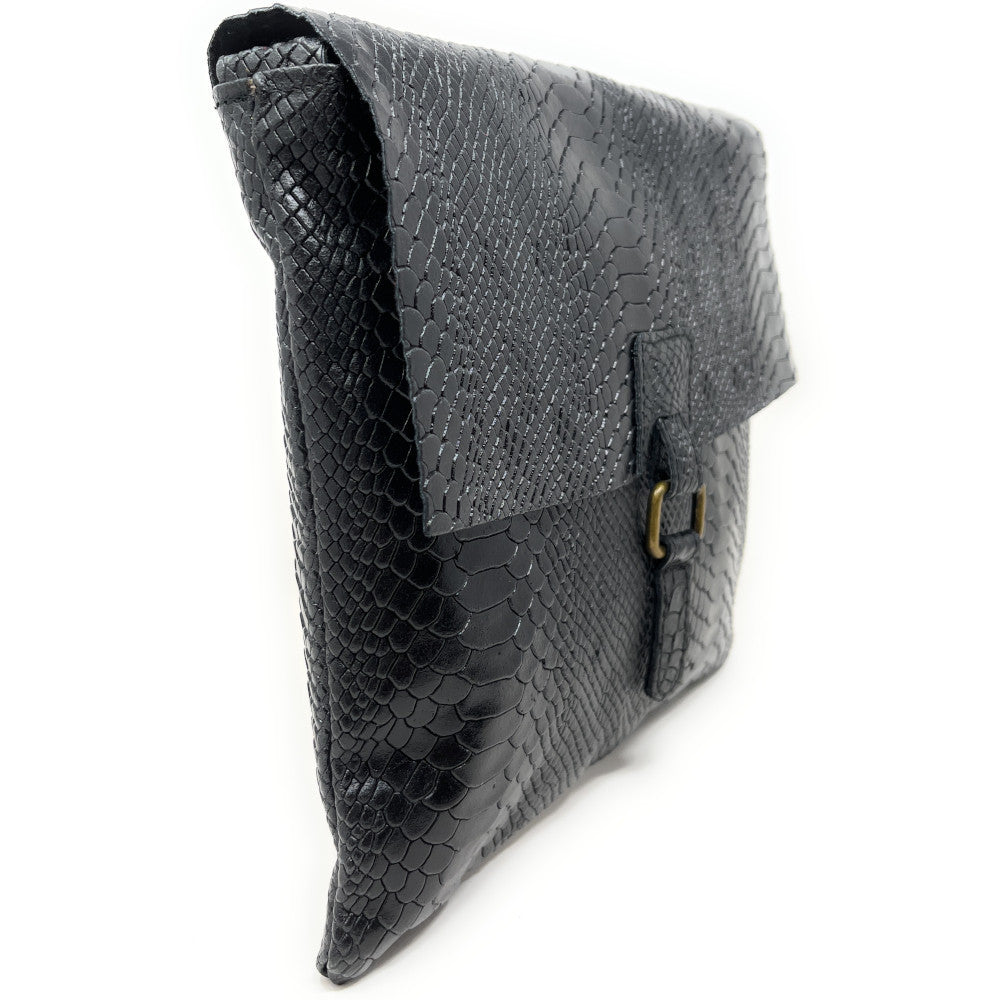 Sac à main en cuir italien façon serpent COQUETTE E.L. Noir